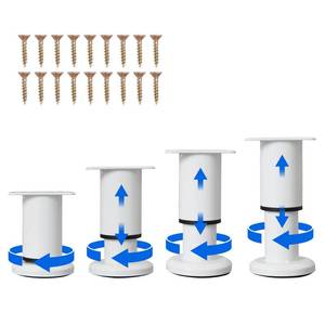 lot 41401 image: Olldag 4 Pcs Adjustable Height Furniture Support Legs with Screws 3.15-4.72 inch, Metal Heavy Duty Furniture Replacement Legs for ChairBedSofaCabinetCouchDresserBedTable (White) - Retail $20
