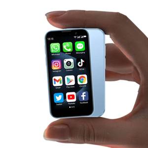 lot 41406 image: BLKE Max Mini Phone Unlocked Worlds Smallest 3.0 HD Touch Screen Mini Smartphone Android Compact Mobile Phone for Kids &Students Cell Phone wih Quad-Core Dual SIM Face lD2GB16GB Blue - Retail $40