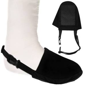 lot 41423 image: Geyoga 2 Pack Cast Socks Toe Cover for Leg, Ankle or Foot Cast, Non Slip Cover for Casted Foot Protector Closed Broken Toe Keep Warm, Black, Large - Retail $8