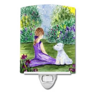 lot 41426 image: Carolines Treasures SS8246CNL Westie Ceramic Night Light Compact, UL-Certified, Ideal for Bedroom, Bathroom, Nursery, Hallway, Kitchen, 6x4x3, Multicolor - Retail $25