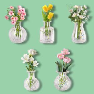 lot 41427 image: ZOYVUX Cute Mini Vase Magnets for Fridge, Tiny Plant Glass Vases with Flowers, Magnetic Refrigerator Decor for Kitchen, Office, Locker (5 Pack) - Retail $10