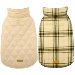 lot 41443 image: Kuoser Waterproof Dog Coat, Reversible Dog Jacket for Large Dogs, Adjustable Durable Doggie Winter Coat for Groowing Puppies Warm Puppy Cold Weather Apparel, Yellow L - Retail $26