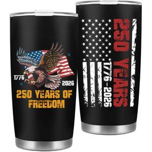 lot 44753 image: MOIZYNG 250th Anniversary 20 oz Tumbler with Lid and Straw, Patriotic USA American Flag Stainless Steel Vacuum Insulated Travel Mug, 250 Year American Anniversary Birthday Gifts for Men Women