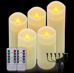 lot 44754 image: ALED LIGHT Real Wax Rechargeable Candles Flickering Realistic,Warm White Flameless Candles Rechargeable with Remote for Home Decor Idea Gift Pack 5(D 2.2 X H 55.5678) - Retail $31