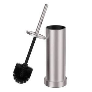 lot 44756 image: Brushed Nickel Toilet Brush and Holder Set, 304 Stainless Steel Toilet Brush for Bathroom, Heavy Duty Toilet Bowl Brush with Holder, Removable Inner Bowl and Splash Protection, Long Handle - Retail $24