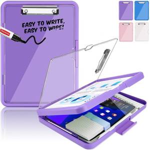 lot 44757 image: Wachenze Clipboard with Storage, Heavy Duty Cleaview Clip Boards 8.5x11 with Dual Storage, Dry Erase Plastic Nursing Clipboard, High Capacity Clipboards Folder for Teacher Nurse, School Office Supplie - Retail $16