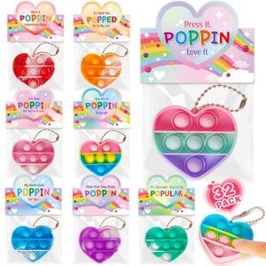 lot 44761 image: IJIGU Valentines Day Cards for Kids School, 15 Pack Heart Shape Pop Fidget Toys with 8 Designs Valentines Cards, Ideal Exchange Prizes & Party Favors for Boys & Girls Classroom