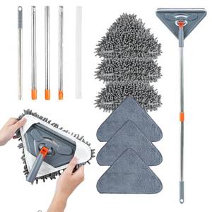 lot 50756 image: Long Handle Wall Mop & Baseboard Cleaner - Multi-Surface Dusting Tool for Walls, Floors, Baseboards - WetDry Cleaning Mop with Adjustable Handle (Home & Kitchen Use) - Retail $17