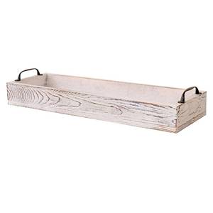 lot 50760 image: Rustic Wooden Serving Trays Rectangular with Handle,Ottoman Tray for Living Room 16 Inch Long for Serving Wine(whitewashed) - Retail $15