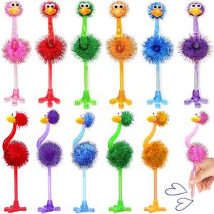 lot 50762 image: 24 Pack Cute Pens Bulk Flamingo Ostrich Ballpoint Pens Stationery Sets for Kids School Classroom Exchange Gifts, Classroom Prizes,Birthdays and Childrens Party Favors Gifts Teacher School Supplies - Retail $20