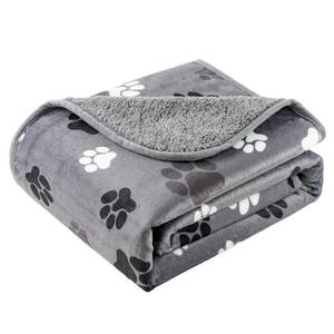 lot 50776 image: CAPT.SNOOZE Waterproof Dog Blankets Pet Blanket 50x60, Soft Fluffy Sofa Car Bed Protector, Reversible Sherpa Fleece Dog Blanket for Large Dogs (Dark Grey-Paws) - Retail $27