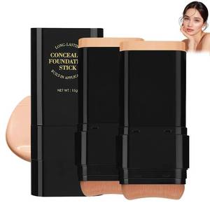 lot 58726 image: 2Pcs Long-Lasting Concealer Foundation Stick, Face Foundation Contour Stick Creamy Full Coverage, Hydrating Olive & Camellia Formula for Dark Circles & Blemishes (4# WHEAT) - Retail $7