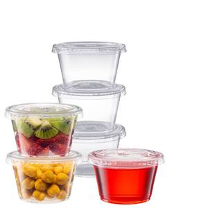 lot 58732 image: Pantry Value 4 oz Jello Shot Cups with Lids 100 Count Clear Disposable Plastic Portion Containers for Snacks, Sides, Meal Prep & Sauces - Durable, Stackable, Leak-Resistant - Retail $12