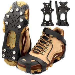 lot 58733 image: Ice Cleats for Shoes and Boots,Silicone Crampons,11 Stainless Shoe Spikes for Snow and ice,Heavy Duty Traction for Hiking,Climbing &Mountaineering,Ice Fishing (Ultra-Cold -45°C, Easy OnOff Unisex) - Retail $20