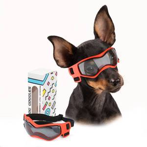 lot 58740 image: PETLESO Dog Goggles Small Breed, Dog Sunglasses UV Protection Puppy Eyewear for Small Pet Outdoor Riding Driving, Orange S - Retail $11