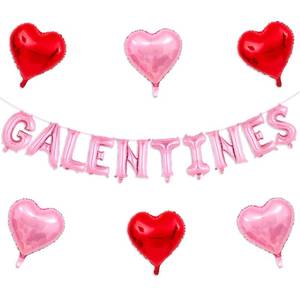 lot 58749 image: Pink Galentines Balloons, 16 Inch Galentines Day Balloons Red Pink Heart Balloon for Galentines Party Hotel Room Office Classroom Decor - Retail $13