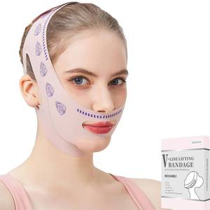 lot 58750 image: MASIKA Chin Strap for Sleeping,Adjustable Chin Strap,Jaw Strap,Jawline Shaper,V-Line Mask Chin Up Mask V Shaped Face Mask, Jaw Exerciser,Reusable chin strap,Leaf pattern - Retail $8