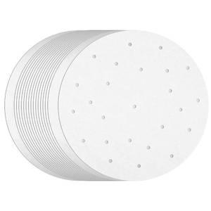 lot 58755 image: Juvale Disposable Air Fryer Liners - 10-Inch Round White 100-Pack - Perforated Parchment Paper Sheets for Dumplings, Buns & Dim Sum - Steamer Basket Liners & Air Fryer Accessories - Retail $6