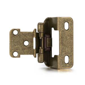 lot 58760 image: Vallecloud 4 Pack (2 Pair) Antique Brass Cabinet Hinges for Kitchen Cabinet Door, Partial Wrap Self Closing 12 Overlay Kitchen Cabinet Hinges, Semi Hidden Cabinet Hinge for Cabinet Doors - Retail $10