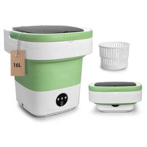 lot 58770 image: Portable Mini Washing Machine, Foldable Washer and Dryer with 3 Modes Deep Cleaning, Upgraded Small Collapsible Laundry for Hotel, Apartment, Home and Travel - Green PREVIOUSLY OWNED - Retail $16