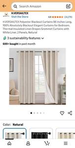 lot 61499 image: H.Versailtex Curtain Panels 52x95L - Retail $15
