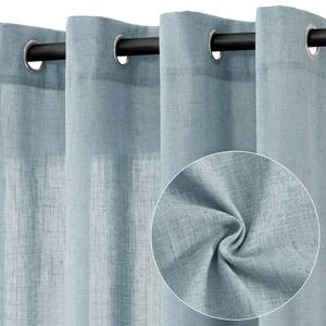 lot 61500 image: Jowels Blue Linen Curtains 90 Inch Length 2 Panels for Living Room Bedroom, Light Filtering Sheer Curtains 90 Inches, Elegant Modern Grommet Semi Sheer Soft Privacy Drapes - Retail $30