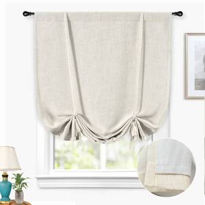 lot 61501 image: DriftAway Double Layer Linen Blackout Tie Up Curtains Thermal Insulated Fully Lined Balloon Roman Shade Bathroom Window Adjustable Rod Pocket for Small Window 39 Inch by 55 Inch Light Linen - Retail $30