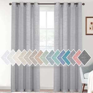 lot 61522 image: H.VERSAILTEX Linen Sheer Curtains 84 Inches Long Semi Sheer Curtains - Privacy Added Silver Grommet Linen Curtain Panels for Living RoomBedroom Light Filtering Curtains (52W x 84L, 2 Panels, Grey) - Retail $23