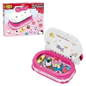 lot 50023 image: Brickcraft Hello Kitty Dessert Box Building Kit (184-Piece Set), Sanrio Buildable Sweets Set with Chocolate Bow Lid, Decorative Stickers, Ages 12