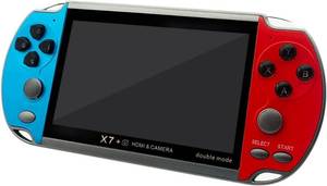 lot 50069 image: DREAMHAX X7 Plus Handheld Game Console , Preload 10000 Games Portable Video Games Support HDMI Output & Double Player Classic Arcade Retro Game Player (4.3 Screen Red & Blue)