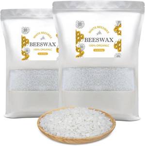 lot 50086 image: Beeswax Pellets 4LB, White Beeswax, 100% Organic Beeswax for Candle Making, Body, Skin Care DIY, Lip Balm and Soap Making Supplies