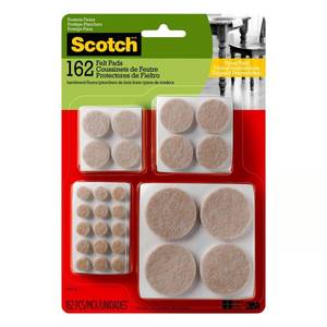 lot 50109 image: 3M Scotch Felt Self Adhesive Protective Pad Beige Round Assorted in. W 162 pk