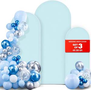 lot 50110 image: XPCARE Set of 3 Wedding Arch Cover (4FT5FT6FT), Blue Spandex Fitted Arch Cover Double Sided Arch Backdrop Stands Cover for Birthday Party Baby Shower Wedding Decoration