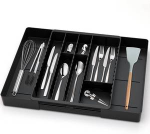 lot 50115 image: Fu Store Silverware Drawer Organizer, DIY Customize Utensil Tray for Kitchen, Flatware and Cutlery Holder, Expandable Adjustable Plastic Storage for Spatula Spoons Forks Knives