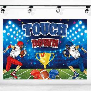 lot 50118 image: Touch Down Backdrop American Football Field Photography Decoration Football Sports Party Banner Photo Props(5 3FT)