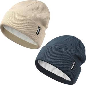 lot 50132 image: 2 Pack Baby Beanie Toddler Winter Hat with Fleece Lined for Girls Boys 0-8 Years