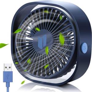 lot 50163 image: QIJIAYI Small USB Desk Fan,3 Speeds Adjustable Portable Desktop Table Cooling Fan Powered by USB,Strong Wind,Quiet Operation,for Office, Car, Camp, Laptop, Outdoor Travel (Blue)