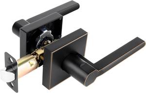 lot 50165 image: Keyless Door Lever Square Heavy Duty Passage Door Handle No Lock Reversible for Hall Closet Door, Oil Rubbed Bronze