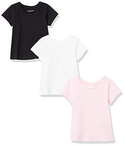 lot 50193 image: Amazon Essentials T-Shirt a Maniche Corte (precedentemente Spotted Zebra) Bambine e Ragazze, Pacco da 3, BiancoNeroRosa, 5 Anni