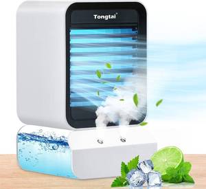 lot 50198 image: Mini Air Conditioner-Personal Air Conditioners Fan Portable AC Small Desktop Air Conditioner Cooling Fan with 3 Wind Speeds 7-Color NightLight & Humidify for Dorm Room Office
