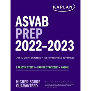 lot 50223 image: Kaplan Test Prep ASVAB Prep 2022-2023 4 Practice Tests  Proven Strategies  Online, (Paperback)