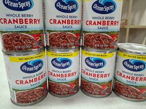 lot 50228 image: 7 Cans Ocean Spray Whole Berry Cranberry Sauce - 14oz