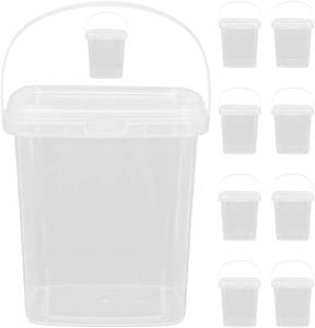 lot 50261 image: UPKOCH Thickened Square Ice Cube Bucket with Lid 3.14X3.14X2.83In Plastic Ice Storage Container for Kitchen Freezer and Food Preservation 10-Pack