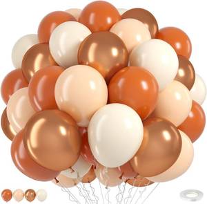 lot 50264 image: Pink Yellow Orange Gold Balloons, 12 Inch Terracotta Burnt Dark Orange Metallic Copper Sand White Beige Latex Balloons for Birthday Fall Baby Bridal Shower Autumn Wedding Party Decorations