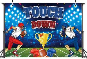 lot 50287 image: Touch Down Backdrop American Football Field Photography Decoration Football Sports Party Banner Photo Props(7 5FT)