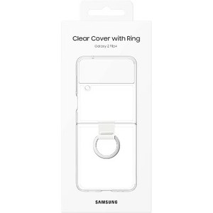lot 50291 image: SAMSUNG Galaxy Z Flip4 Clear Cover with Ring, Protective Phone Case with Finger Loop, Handheld Design, US Version, Transparent