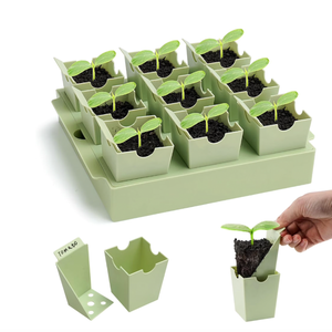 lot 50217 image: 18 Cells Seed Starting Tray, Portable Labeled Handle for Transplanting, Each Set with 9 Deep 2.36 Cells, Operated Independently, Reusable Seed Tray with Drainage Hole, Indoor, Outdoor