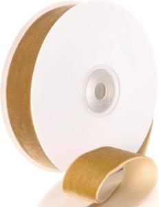 lot 50412 image: Khaki Velvet Ribbon - 1 Inch Wide, 10 Yards Roll - Festive Flocked Ribbon for Holiday Decor, Crafts, and Gift Wrapping