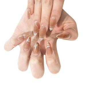 lot 50417 image: Press on Nails Fake Nails Cat Eyes Nails Glue on Nails Gel Nail Kit 24PCS Jupiter Dust Almond Press on Nails, Chic & Reusable False Nail Kit in 12 Sizes with Nail File and Adhesive Tab