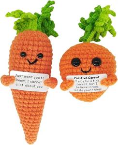 lot 50430 image: 2 Pcs Mini Cute Funny Positive Life Bunny Carrots Easter Basket Stuff Potato Pickle Creative Knitted Animal Crochet Easter Birthday Christmas Girls Gifts